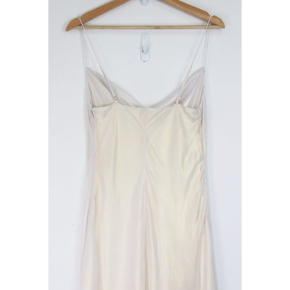 Lovers + Friends Maia Cowl Neck Slip Gown Maxi Dress Cloud Metallic Small - Picture 7 of 7